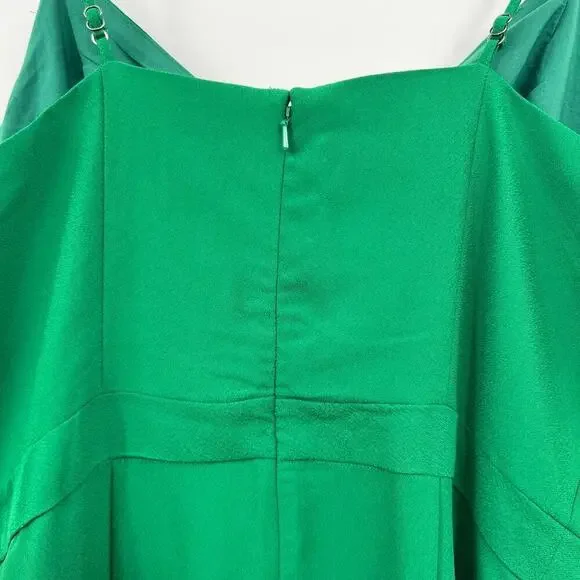 Banana Republic Kelly Green sleeveless flounce hem midi dress size 12 TALL - Picture 4 of 8